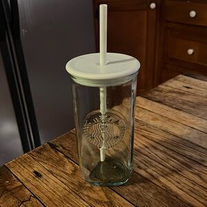 Glass triangle shaped Starbucks cup, 16oz